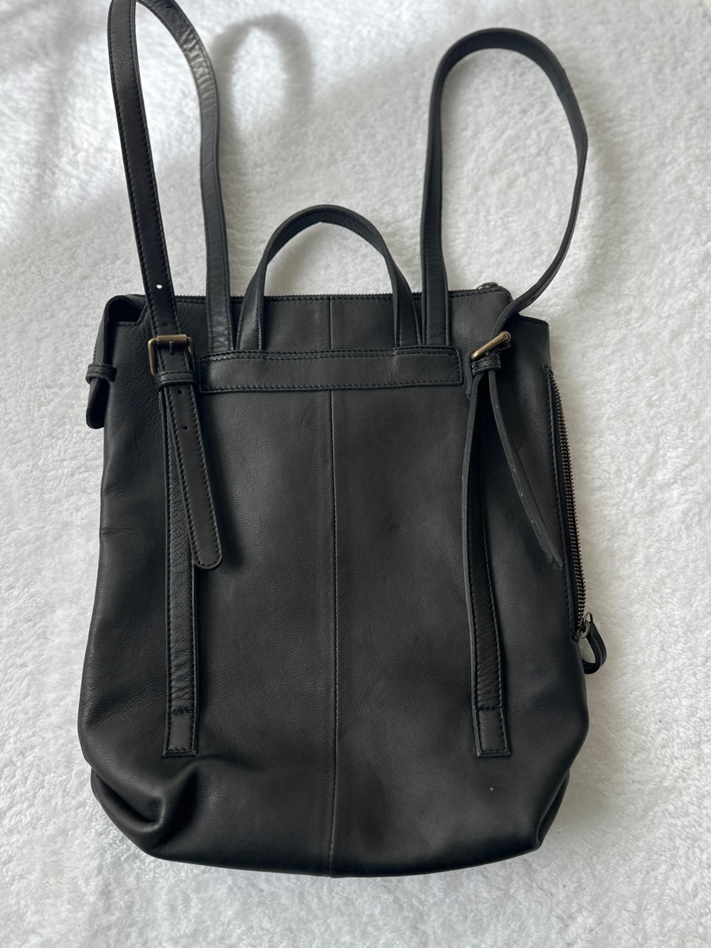 Anthropologie Black Leather Backpack Handbag